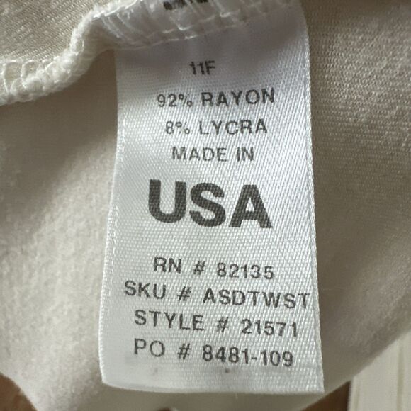 Beige Shift Dress Twist Front Fresh Produce Knee Length Womens Large USA Made - Picture 11 of 12